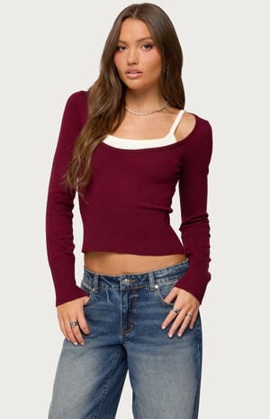 Cecile Layered Long Sleeve Top image number 1