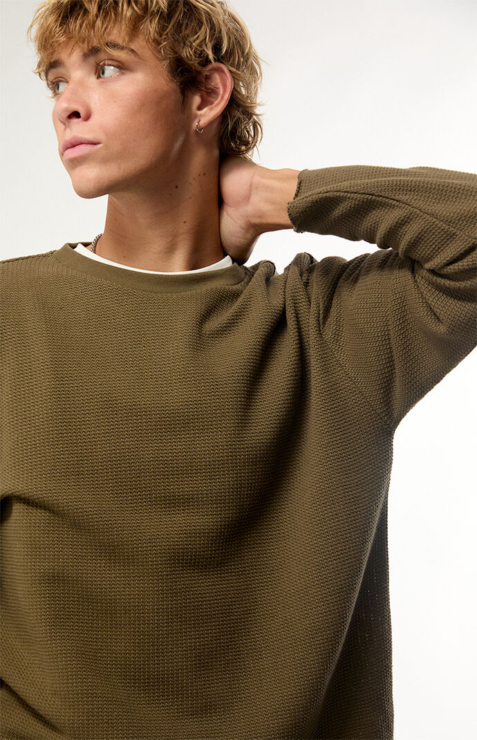 Pacsun Brown Solid Waffle Long Sleeve T-Shirt | Pacsun