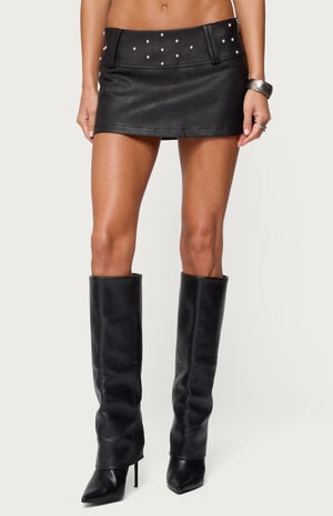 Luella Studded Faux Leather Mini Skort image number 1