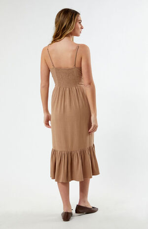 Linen Bustier Midi Dress image number 4