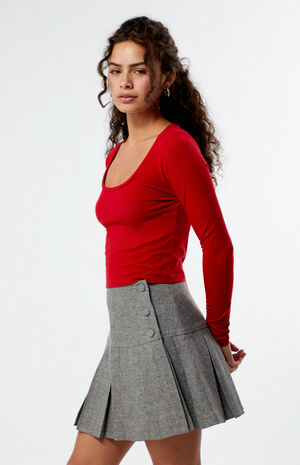 Pleated Split Mini Skirt image number 2