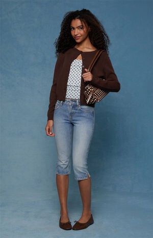 Capri Denim Shorts Stretch Light Blue image number 1