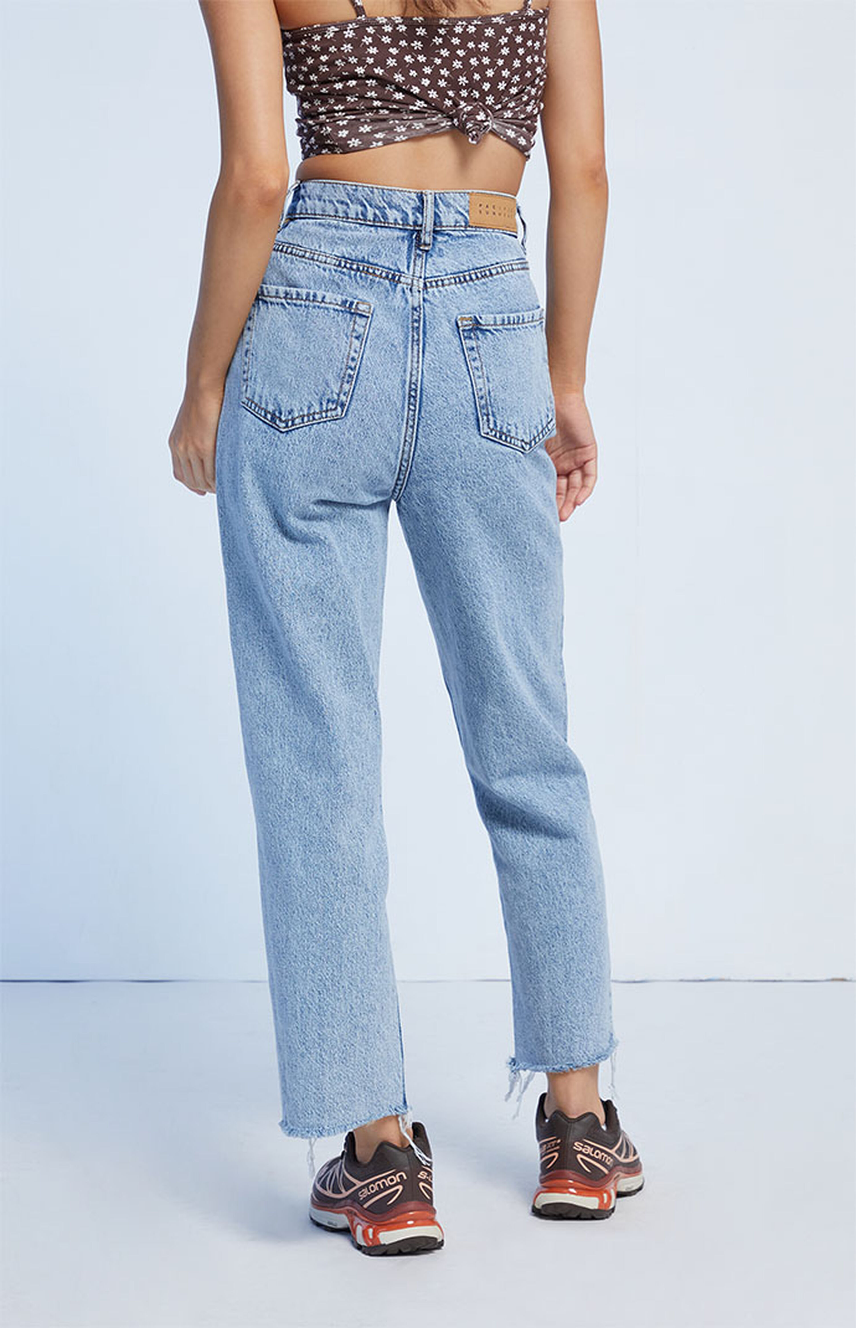 pacsun butterfly blue high waisted straight leg jeans