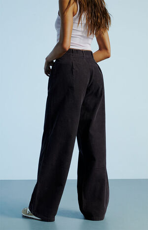 Brown Corduroy High Waisted Trousers image number 4