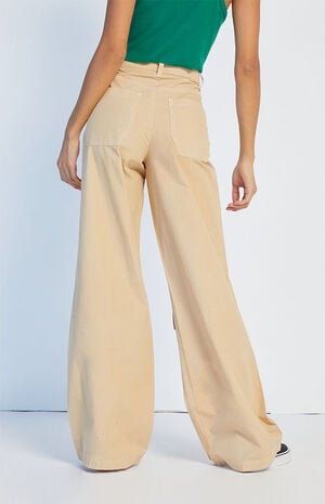 Tan High Waisted Cargo Pants image number 4