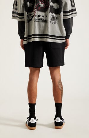 Fleece Black Sweat Shorts image number 5