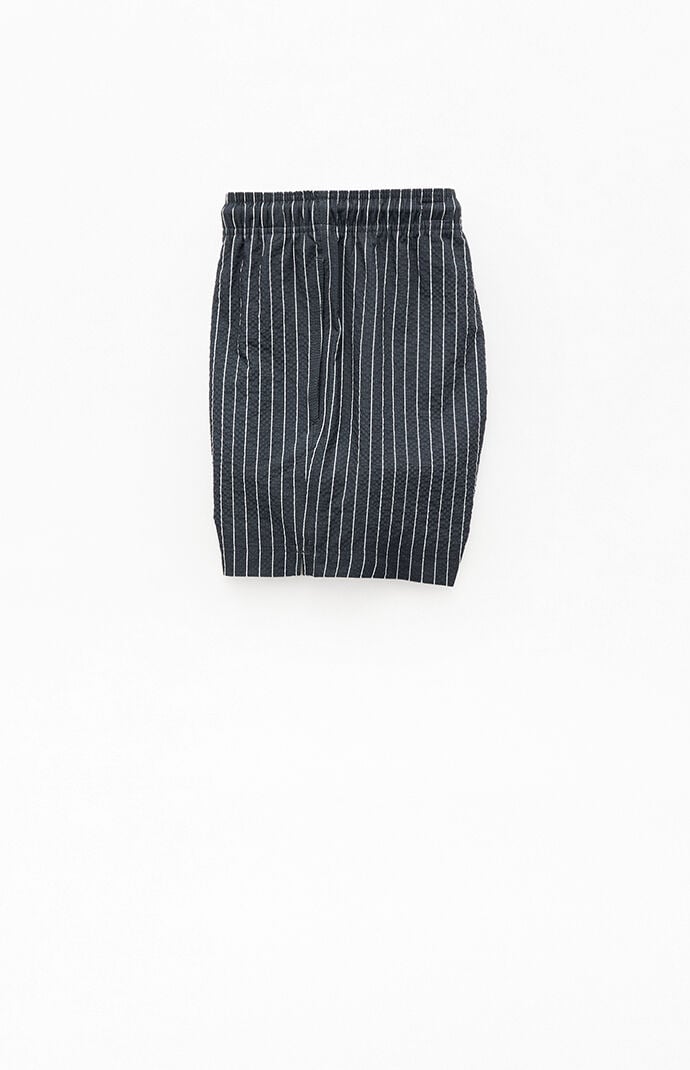 Pacsun Black Sandbar Striped Seersucker 4.5" Swim Trunks