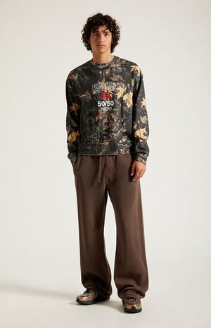 Brown Fleece Extreme Baggy Sweatpants image number 6