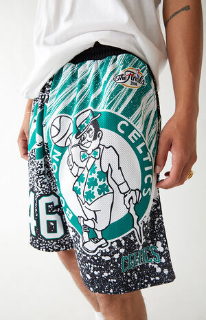 Mitchell and Ness Women's Boston Celtics NBA Shorts in Green/White/White Size Medium | 100% Polyester