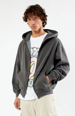 Black Vintage Washed Full Zip Hoodie Black Vintage Washed Full Zip Hoodie image number 3