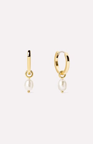 Frida Pearl Huggie Hoop Earrings image number 1