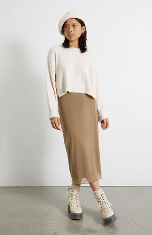 Green Mesh Midi Skirt image number 4