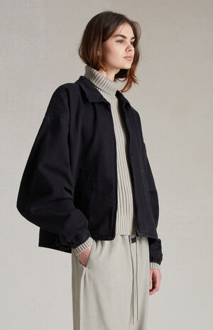 Women's Overdye Black Denim Shell Bomber Jacket image number 2