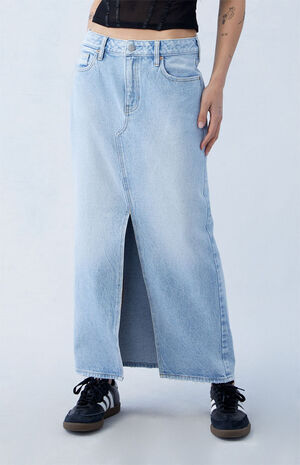 Light Indigo Low Rise Denim Maxi Skirt image number 2