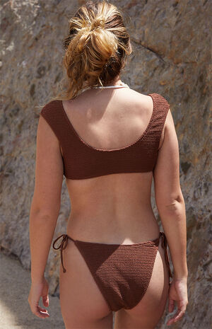 Eco Brown Marilyn Scrunch Cropped Bikini Top image number 4