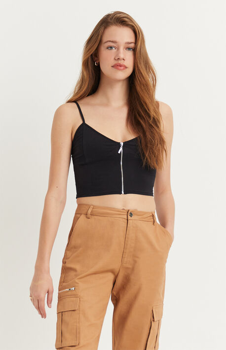 Bustier Zip Up Tank Top