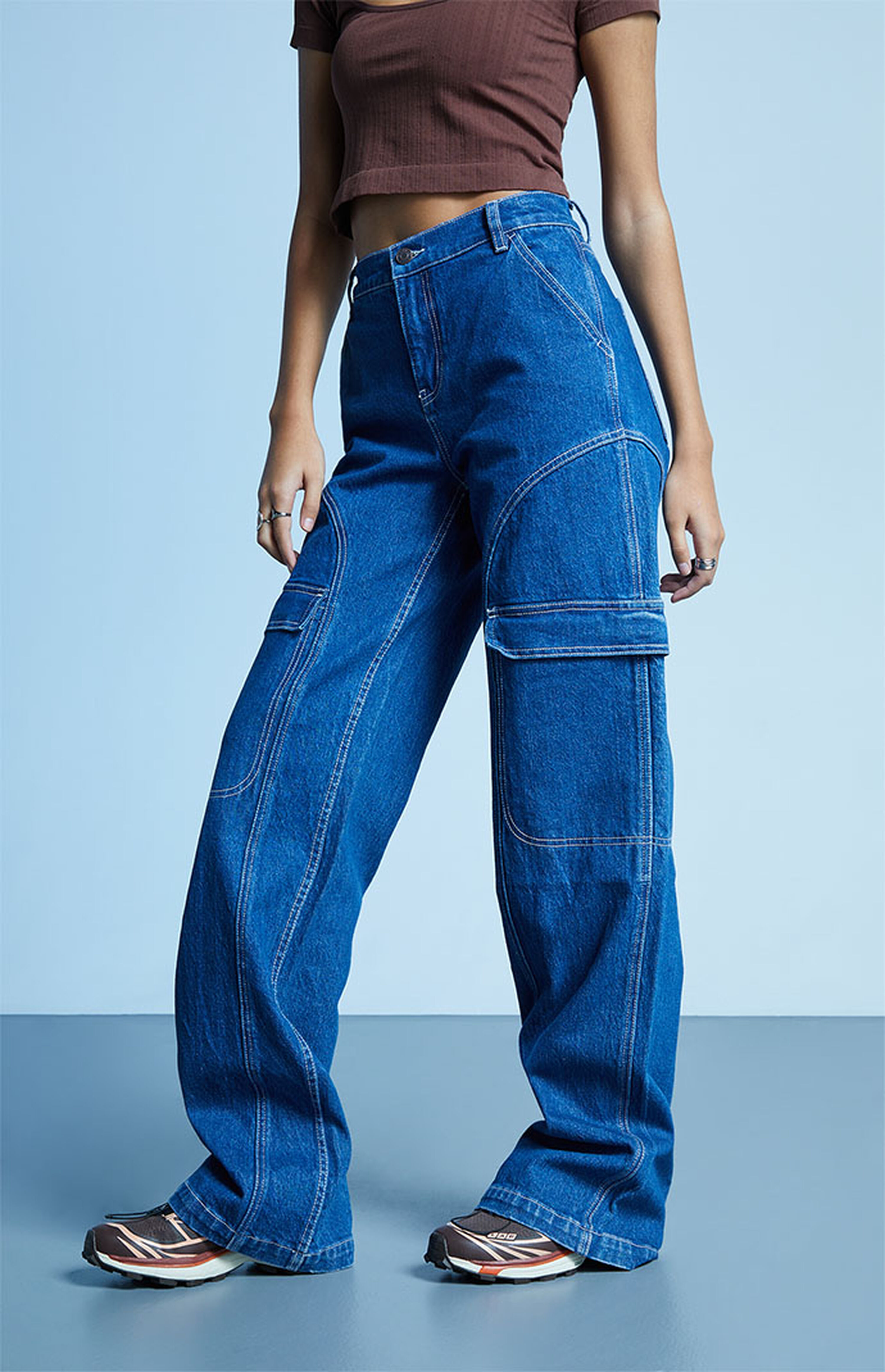 PacSun Dark Blue High Waisted Baggy Skate Pants PacSun