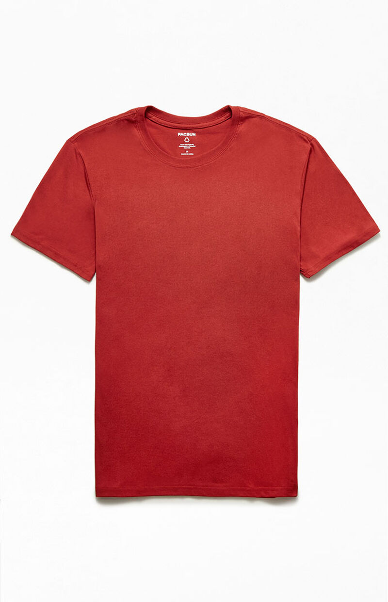 PacSun Men's Recycled Cotton Solid T-Shirt (Red)