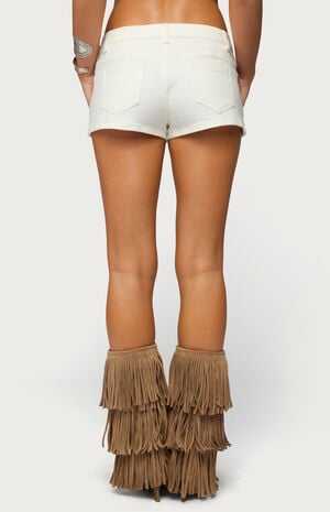 Studded Patchwork Low Rise Denim Shorts image number 3