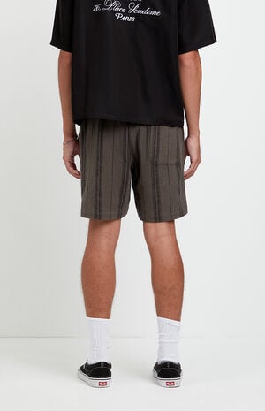 Olive Striped Russel Linen Volley Shorts image number 4