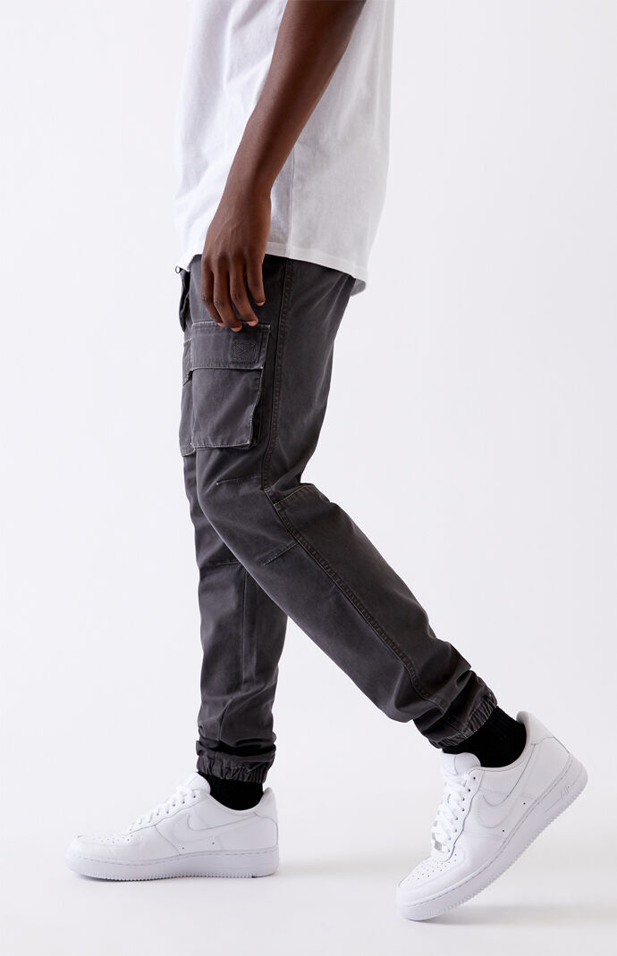 Gray Slim Cargo Jogger Pants