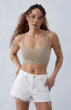 Eco Stretch White '70s Cutoff Denim Shorts image number 1