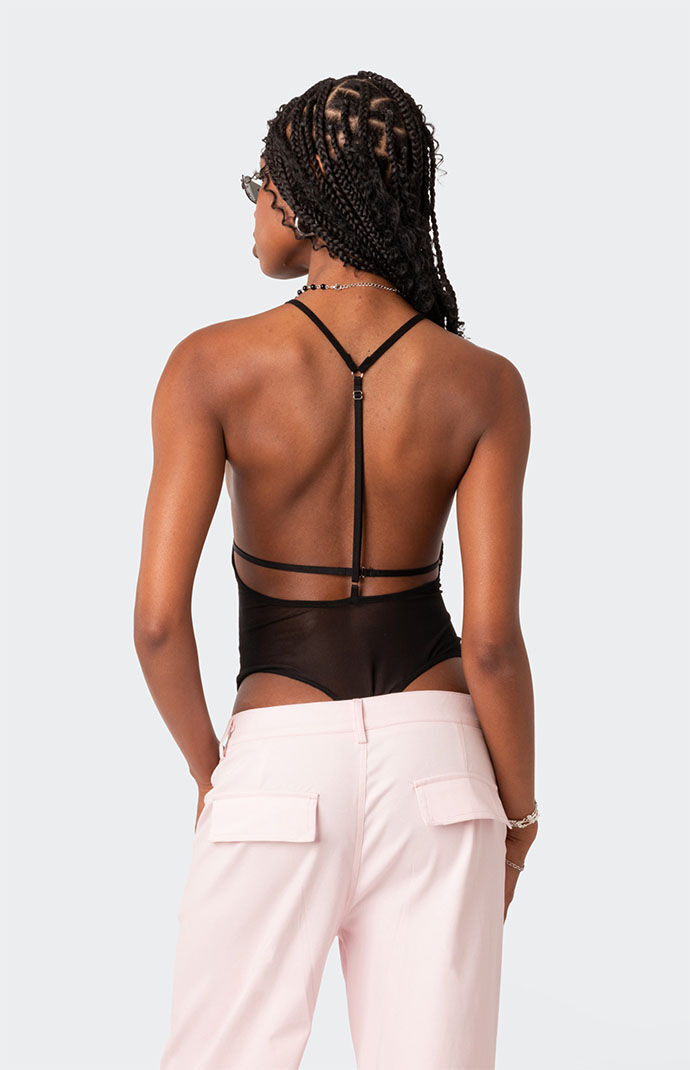 Edikted Alva Open Back Sheer Mesh Bodysuit | Pacsun