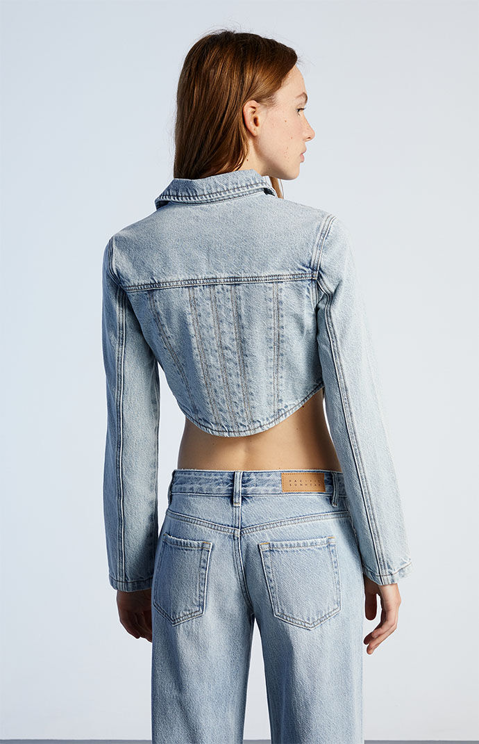 PacSun Cropped Denim Corset Jacket PacSun
