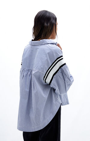 Sport Stripe Button Down Top Sport Stripe Button Down Top image number null