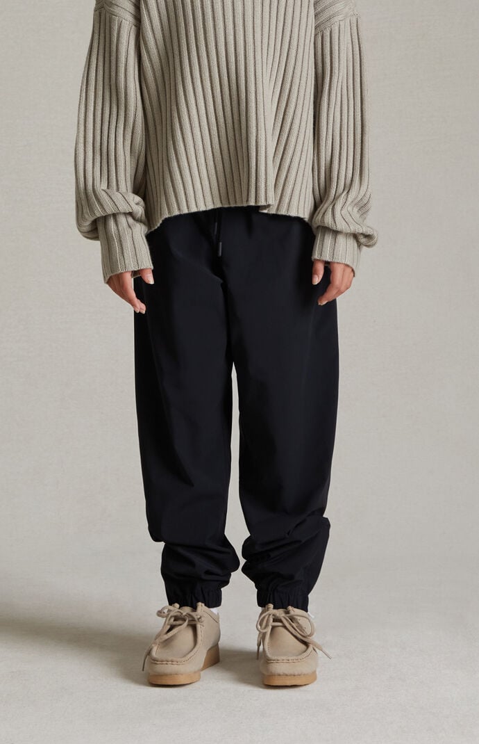 Fear of God Essentials Essentials Jet Black Nylon Track Pants | Pacsun