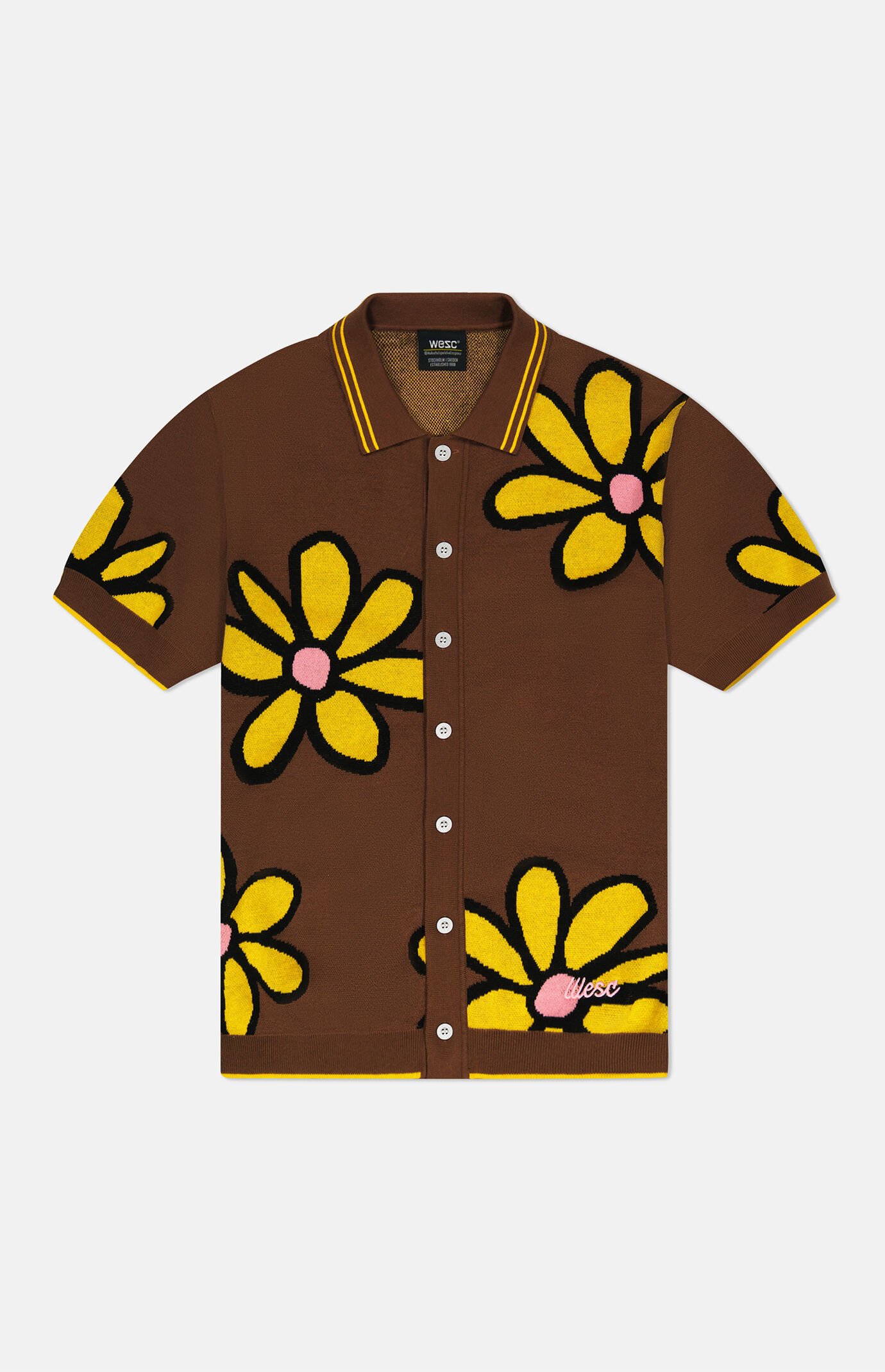 WeSC Brown Daisy Short Sleeve Polo Cardigan