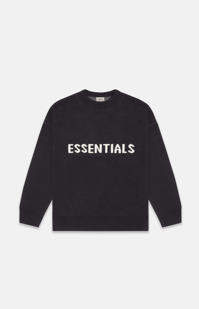 Fear of god essentials black knit sweater Clearance