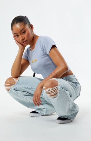 Light Indigo Ripped Extreme Baggy Jeans image number 2