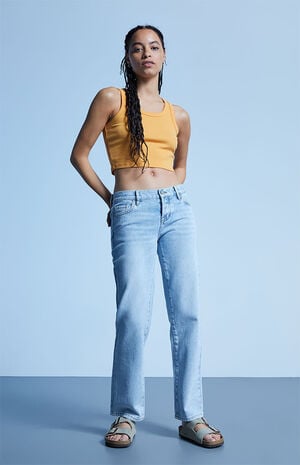 Light Blue Low Rise Straight Leg Jeans image number 1