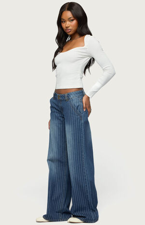 Tall Cory Striped Low Rise Baggy Jeans image number 4