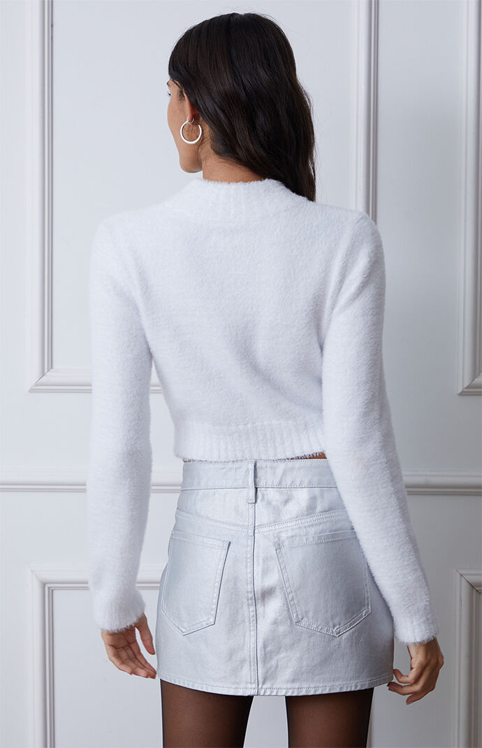LA Hearts Snowfall Fuzzy Cropped Sweater PacSun