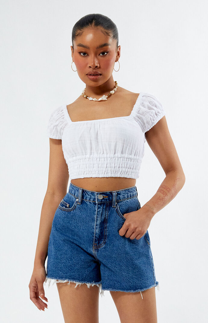 Rhythm Staple High Waisted Relaxed Cutoff Denim Shorts PacSun