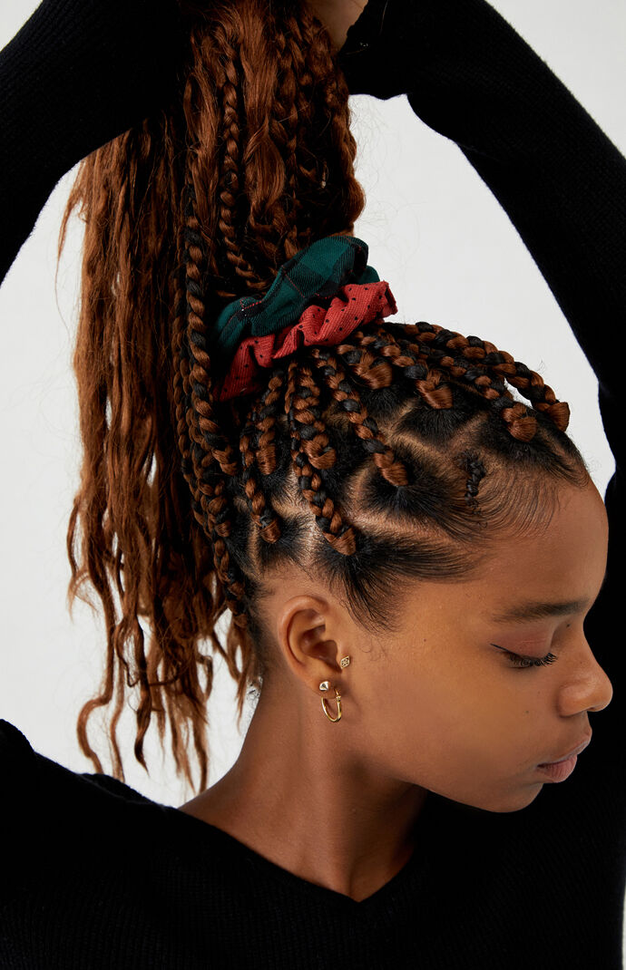 5 Pack Plaid Hair Scrunchies