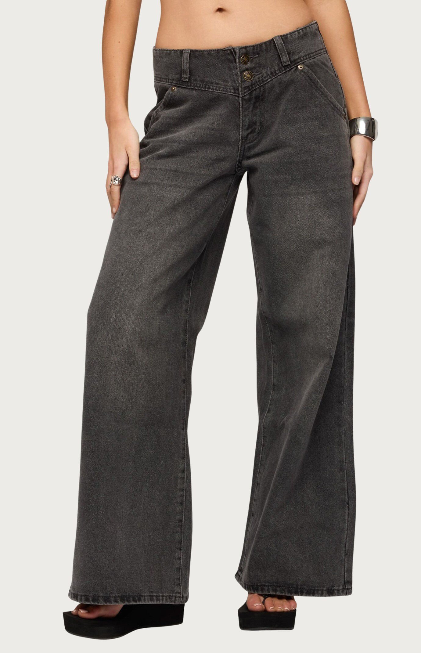 Edikted Meredith Low Rise Wide Leg Jeans