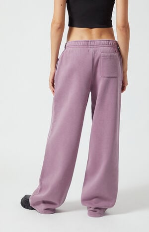 Purple Ultra Soft Fleece Core Vintage Wash Baggy Sweatpants image number 4
