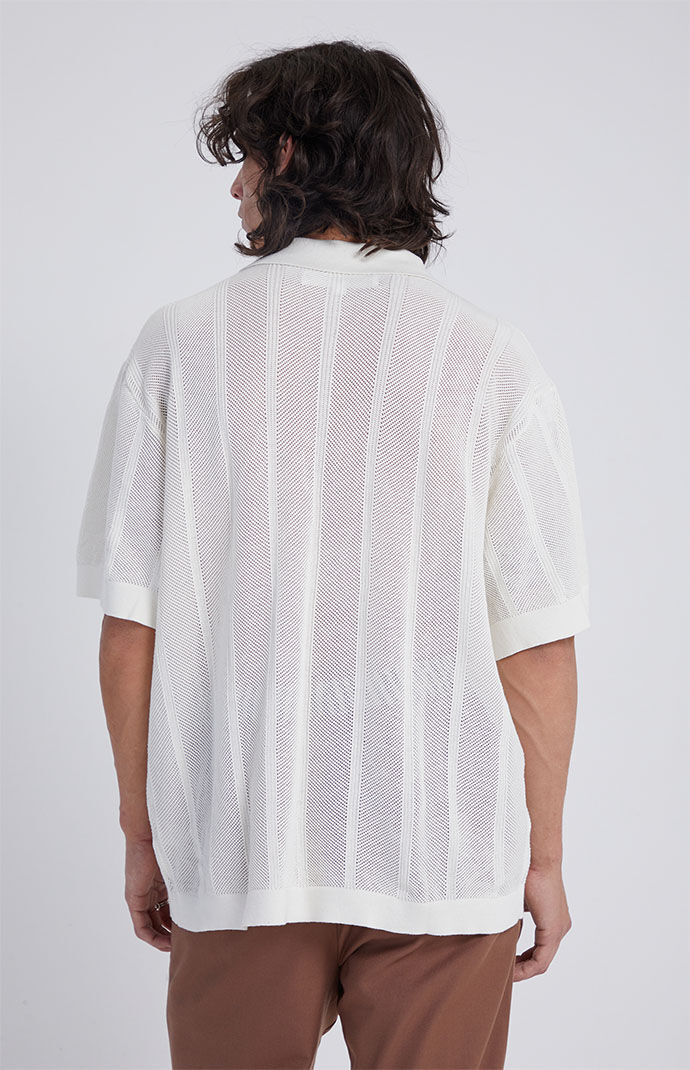 トップス Open-Knit Button-Through Shirt Pacsun Off White Open Knit Button Down Shirt | PacSun