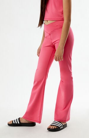 PAC WHISPER Active Hot Pink Crossover Flare Yoga Pants image number 3