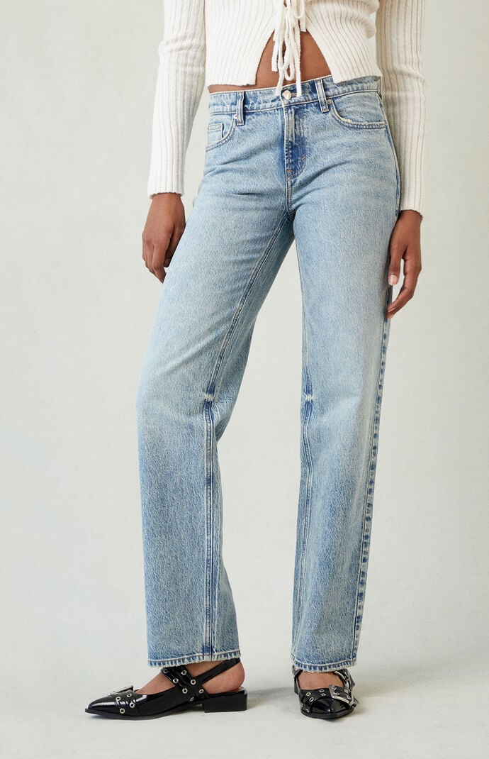 Pacsun Jordyn Low Rise Straight Leg Jeans Stretch Acid Light Blue