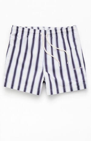 Mandarin Charcoal Striped 4.5'' Swim Trunks