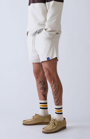 Cream Fleece Sweat Shorts image number 5