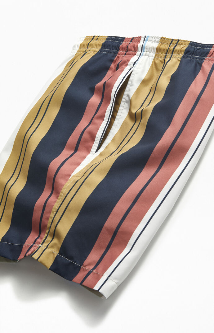 Vertical Multi Striped 17" Swim Trunks