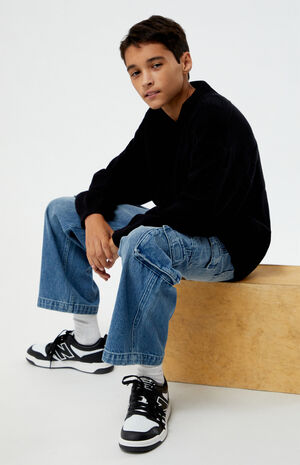 Black Tonal Checkerboard Sweater image number 2