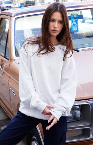 Light Heather Grey Erica Crew Neck Oversized Sweatshirt image number 1