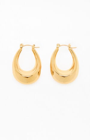 Gold Cleo Oval Hoop Earrings image number 2