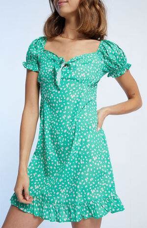 knee length dresses for ladies White Polka Dot Bow Detail Milkmaid Mini Dress main image 1